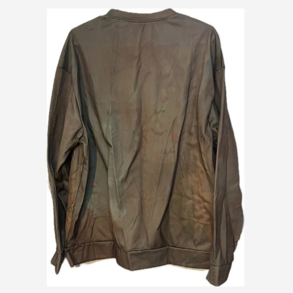 Sweatshirt Dog Smoking / Drinking Men's Size Large Green/Brown Polyester Novelty - Picture 3 of 3